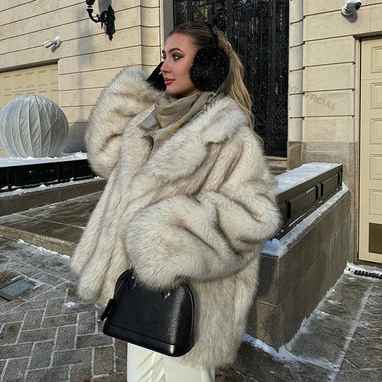 Neo Mint Gradient Faux Fur Coat - Women&