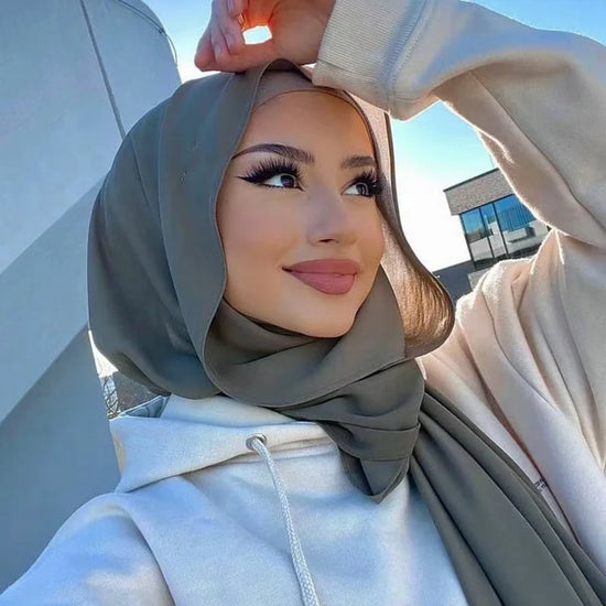 Elegant Solid Color Muslim Chiffon Hijab Scarf