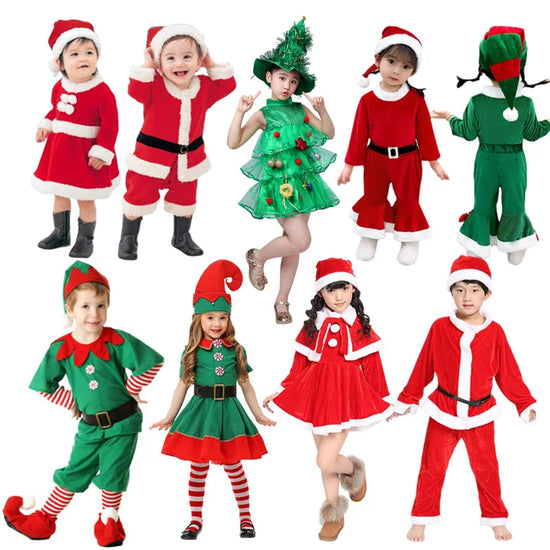 Kids Santa Claus & Elf Christmas Costume